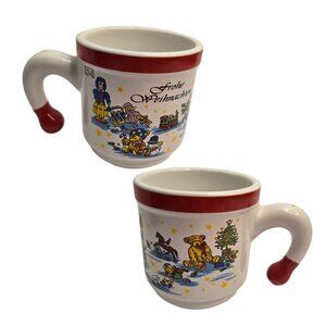 Koessinger AG Frohe Weihnachten German red white christmas open handle mug 8 oz